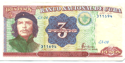 Billete de 3 pesos cubanos