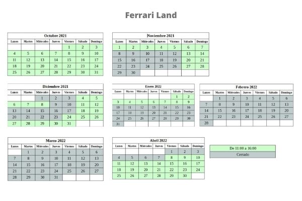 Horario Port Aventura: Ferrari Land