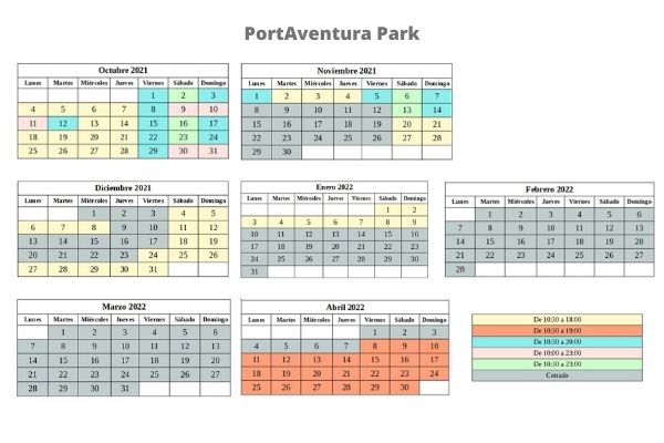 Horario Port Aventura: PortAventura Park